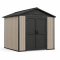 Abri de jardin en plastique gris/noir avec double porte 244x223x227 cm