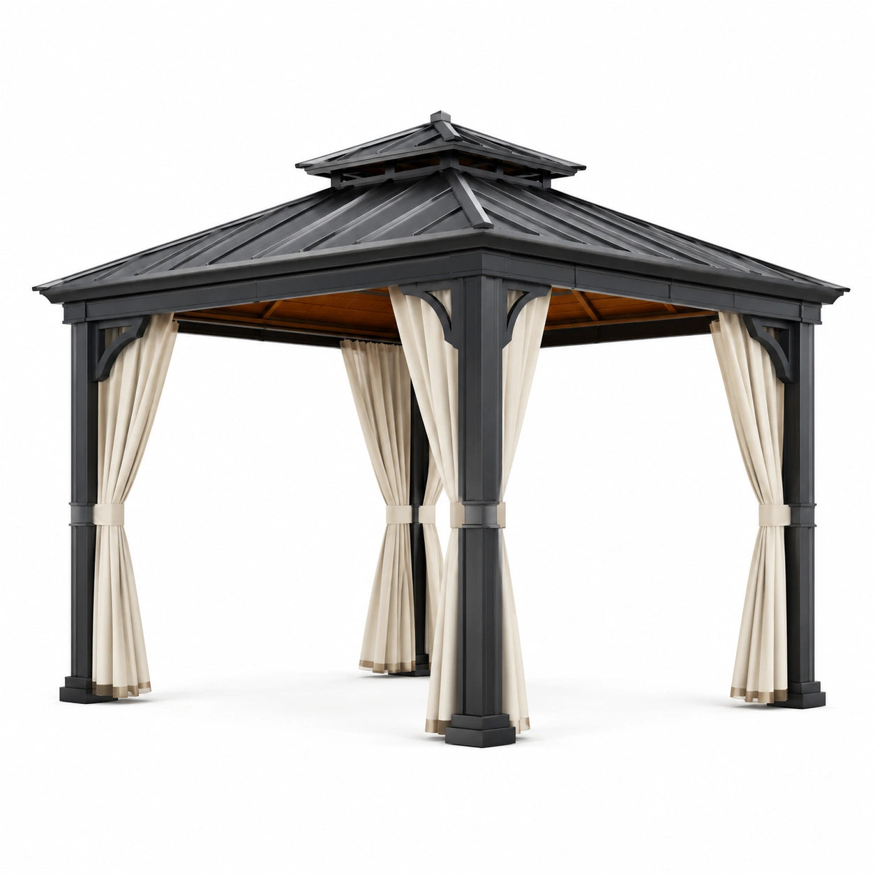Tonnelle de jardin en aluminium et polyester anthracite 3x3m