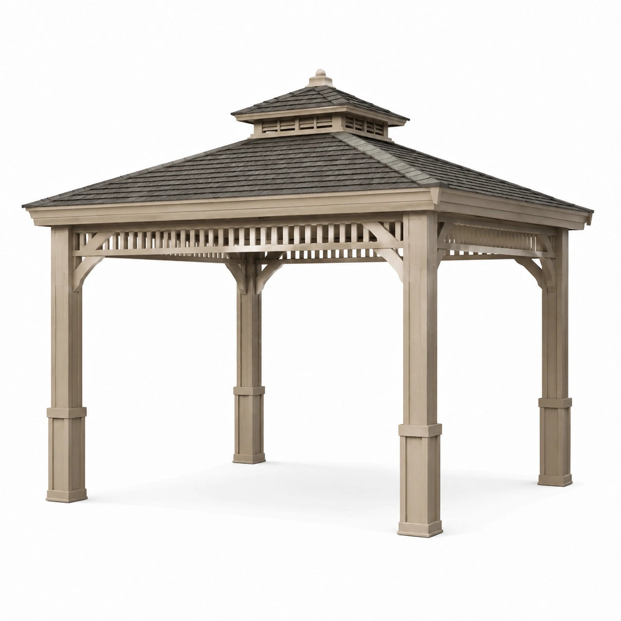 Pavillon en Bois avec Toit en Bardeaux d'Asphalte 300x300 cm Beige Extérieur