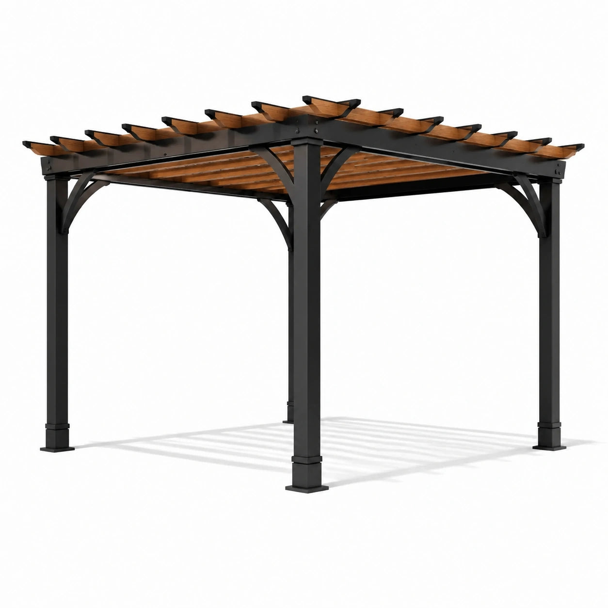 Pergola en aluminium noir avec toit en cèdre 300x300x250 cm