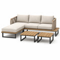 Ensemble de Salon d'Extérieur en Aluminium et Bois avec Coussins en Polyester