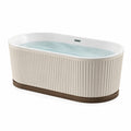 Baignoire îlot en acrylique crème avec base en bois