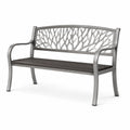 Banc extérieur en métal et bois composite gris