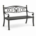 Banc de jardin en métal avec détails décoratifs 128 cm