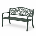 Banc de jardin en aluminium vert avec motif à feuilles