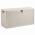 Coffre de rangement en plastique aspect rotin beige 120x56x60 cm