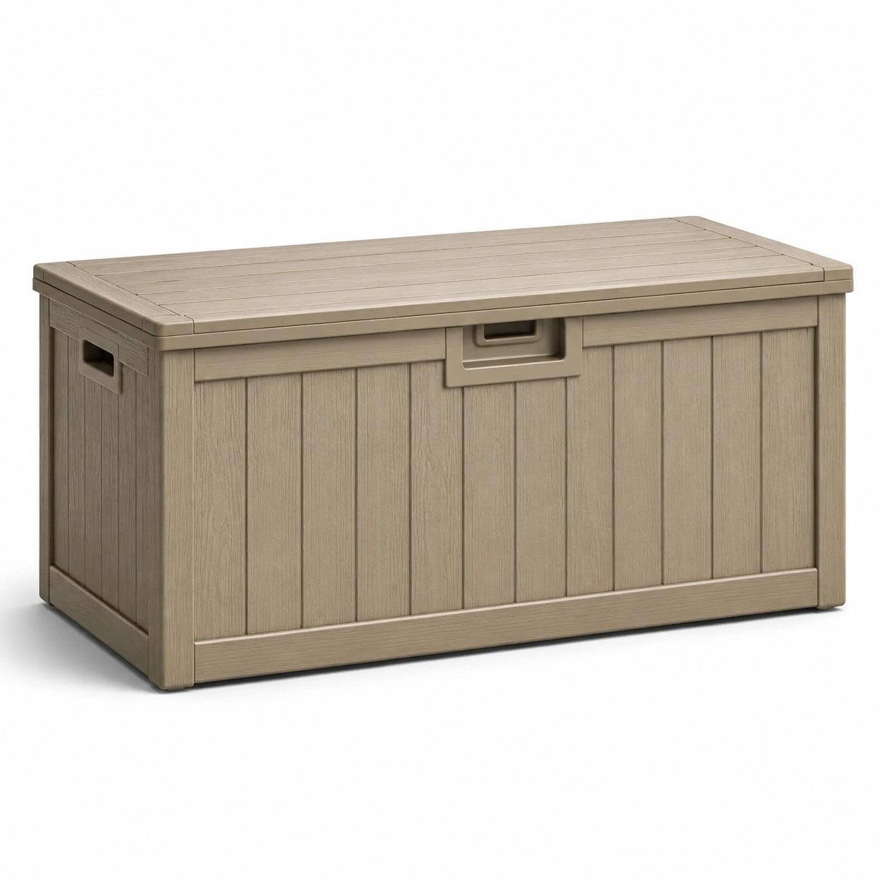 Coffre de rangement extérieur en plastique polypropylène beige 120x45x57 cm