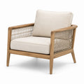 Fauteuil en teck et corde avec coussins en polyester beige
