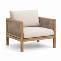 Fauteuil en teck avec coussins en polyester beige