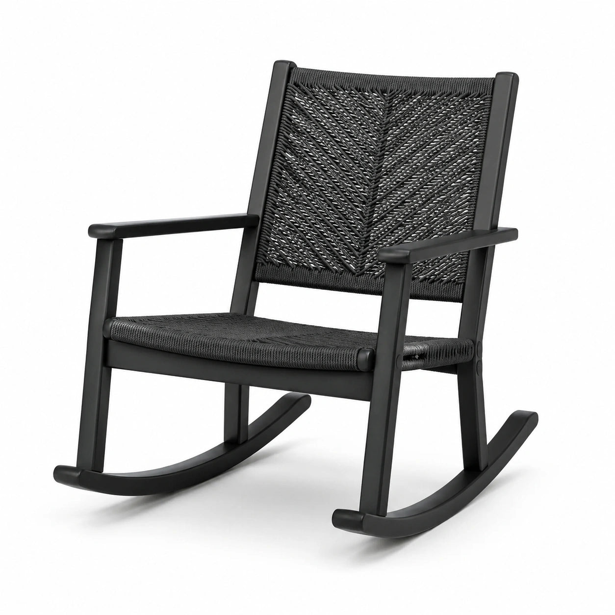 Chaise à bascule en aluminium et corde polyester noire