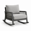 Fauteuil à bascule en aluminium et corde avec coussins en tissu gris